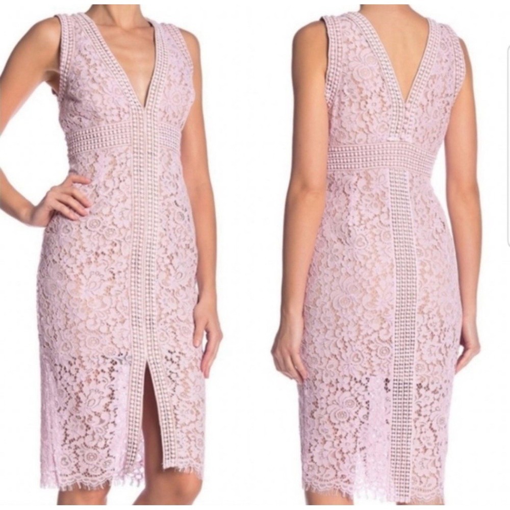 BARDOT Morgan Lace Dress in Ballet Pink Satin Lining  Women Size S 6